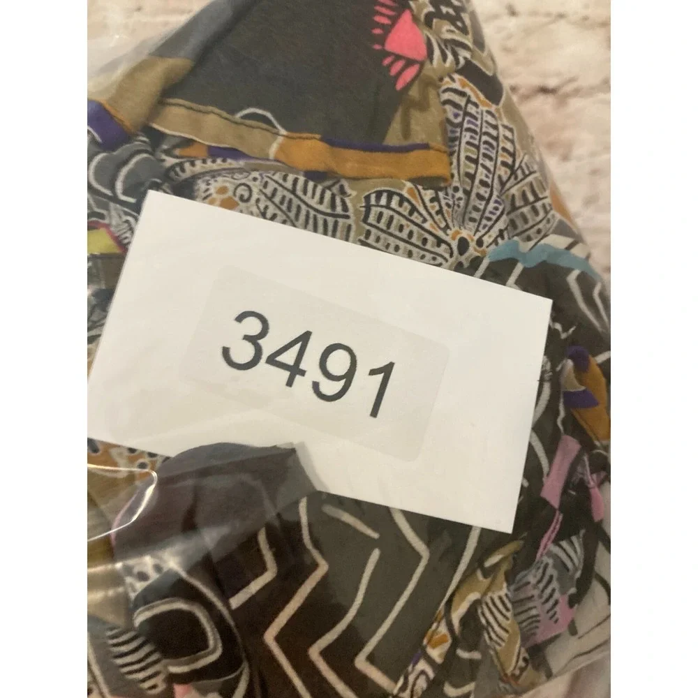 Pinkerton Dress Womens Medium Silk Ruffle Retro Geometric Lightweight Semi Sheer - Picture 11 of 14